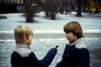 Boys playing games in Oslo around 1980